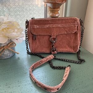 Rebecca Minkoff Mini Mac Crossbody Crushed Velvet Purse, retail $175